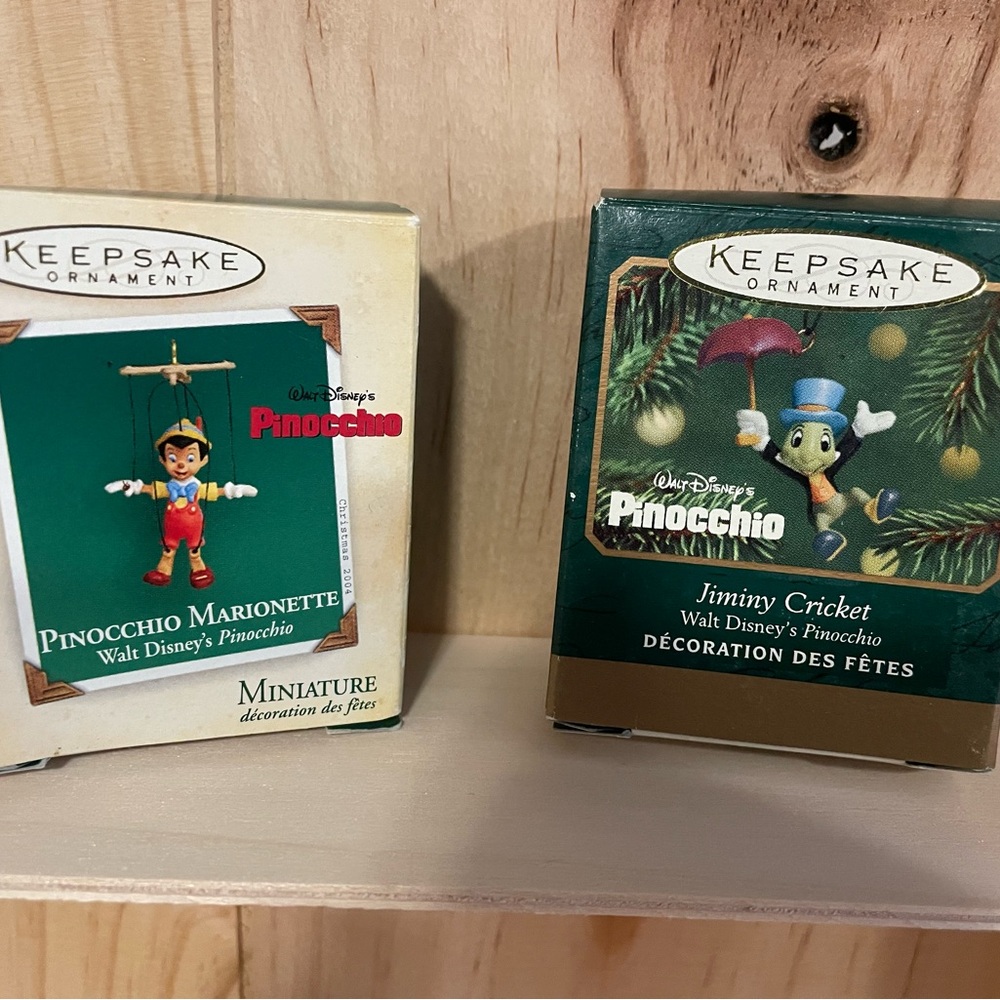 Keepsake Ornament Pinocchio and Jiminy Cricket Set